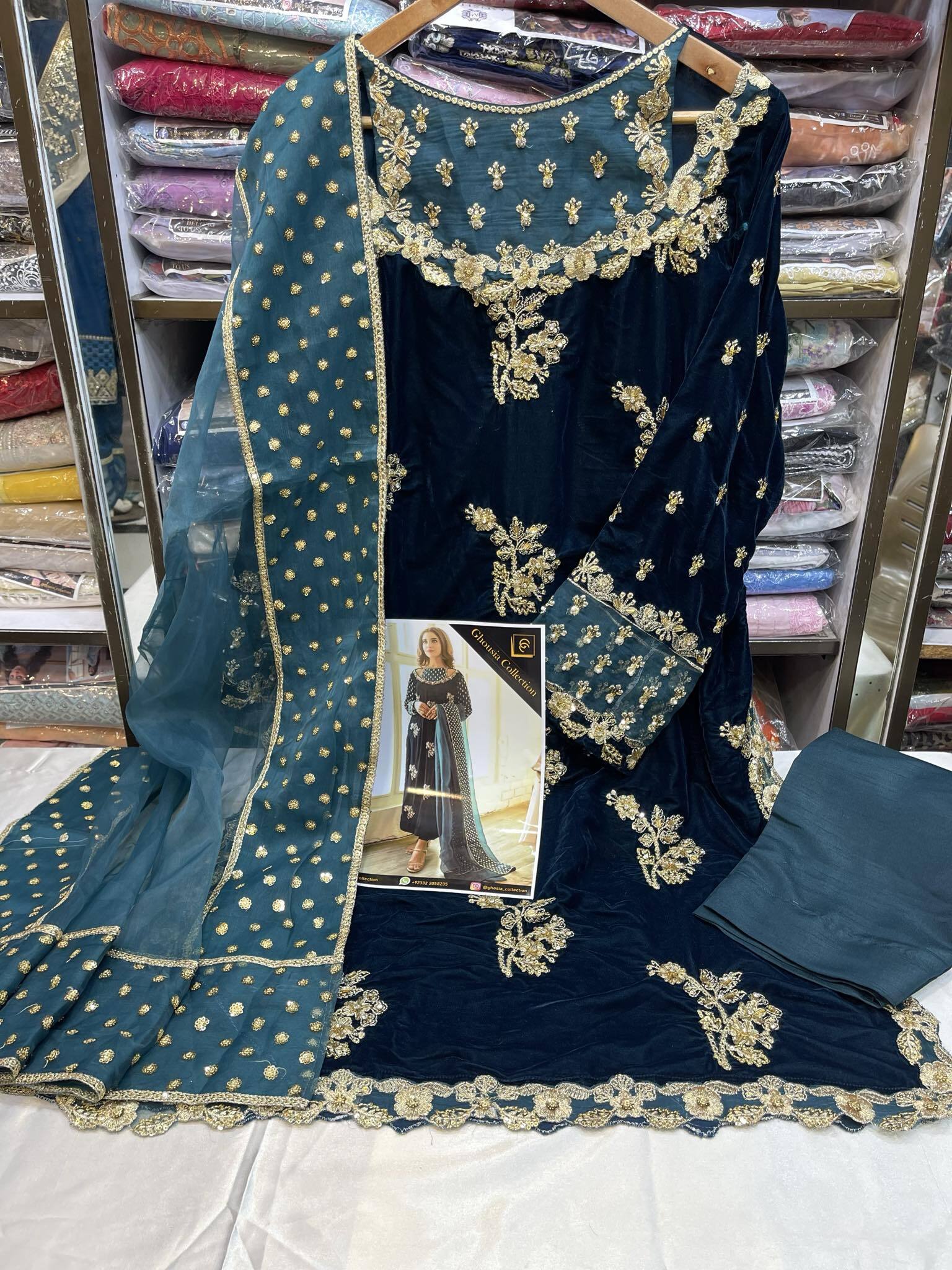 GHOUSIA COLLECTION 3 PEC VELVET STITCHED COLLECTION