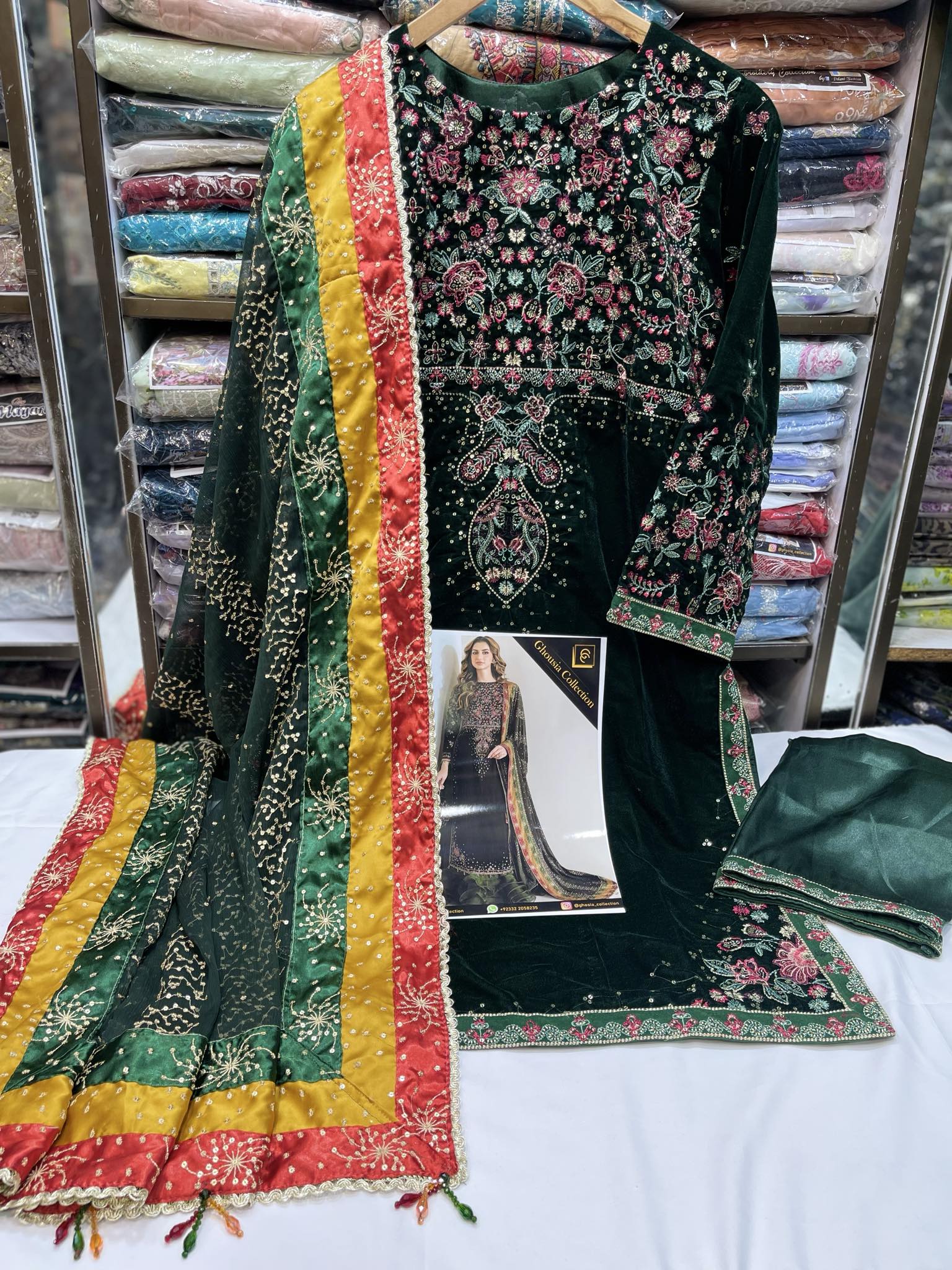 GHOUSIA COLLECTION 3 PEC VELVET STITCHED COLLECTION