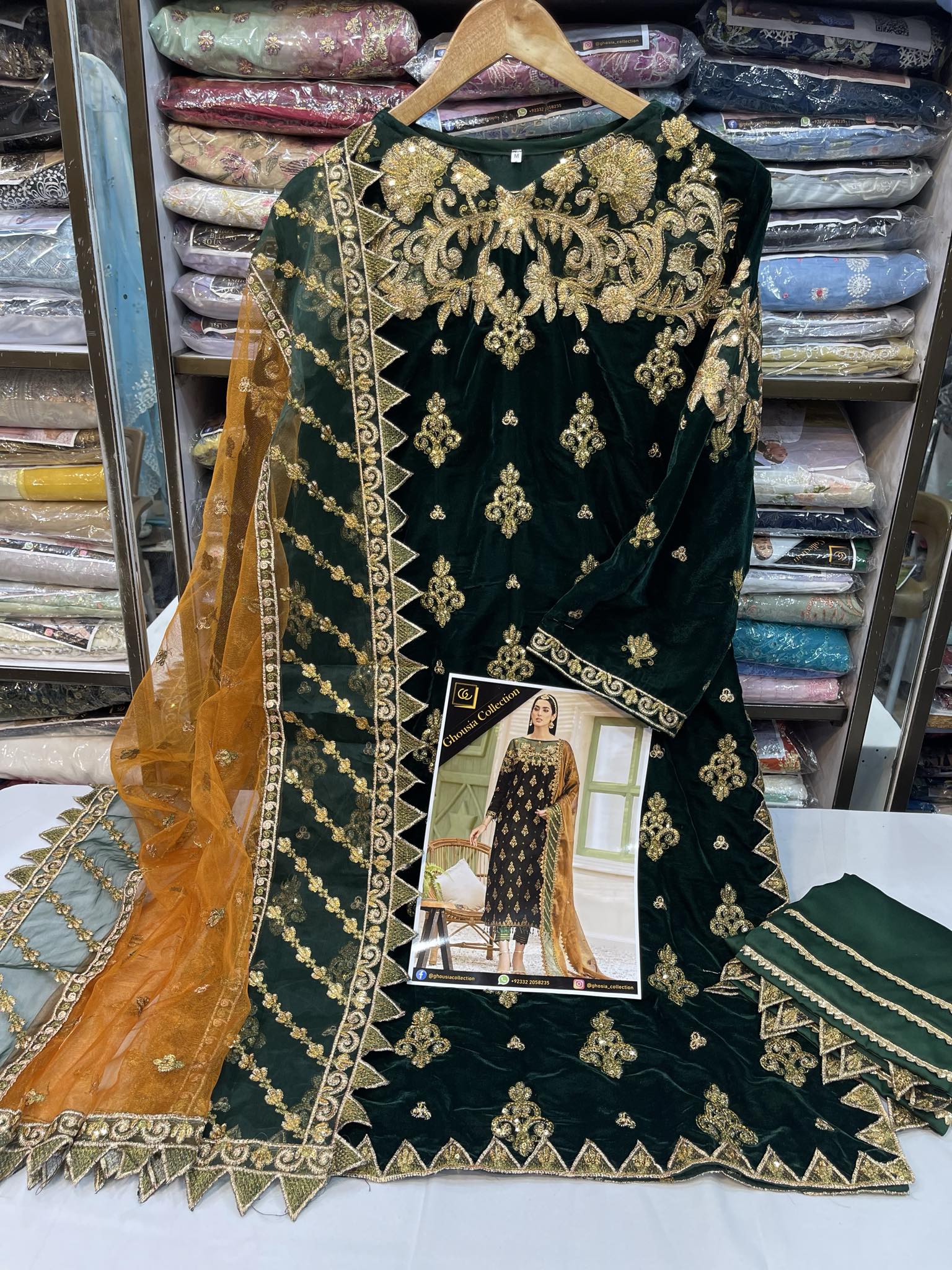 GHOUSIA COLLECTION 3 PEC VELVET STITCHED COLLECTION