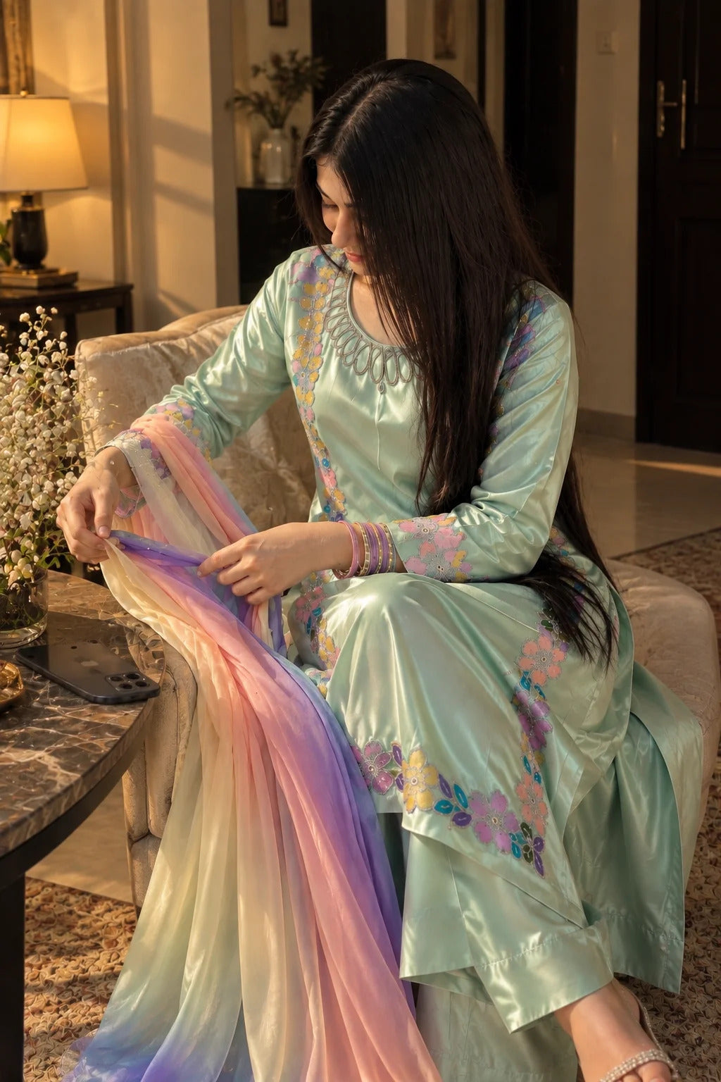 GHOSUIA COLLECTION KAFTAN EMBROIDERED SILK COLLECTION