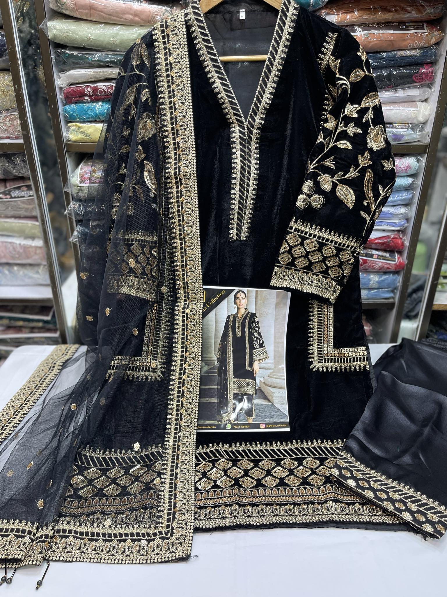 GHOUSIA COLLECTION 3 PEC VELVET STITCHED COLLECTION