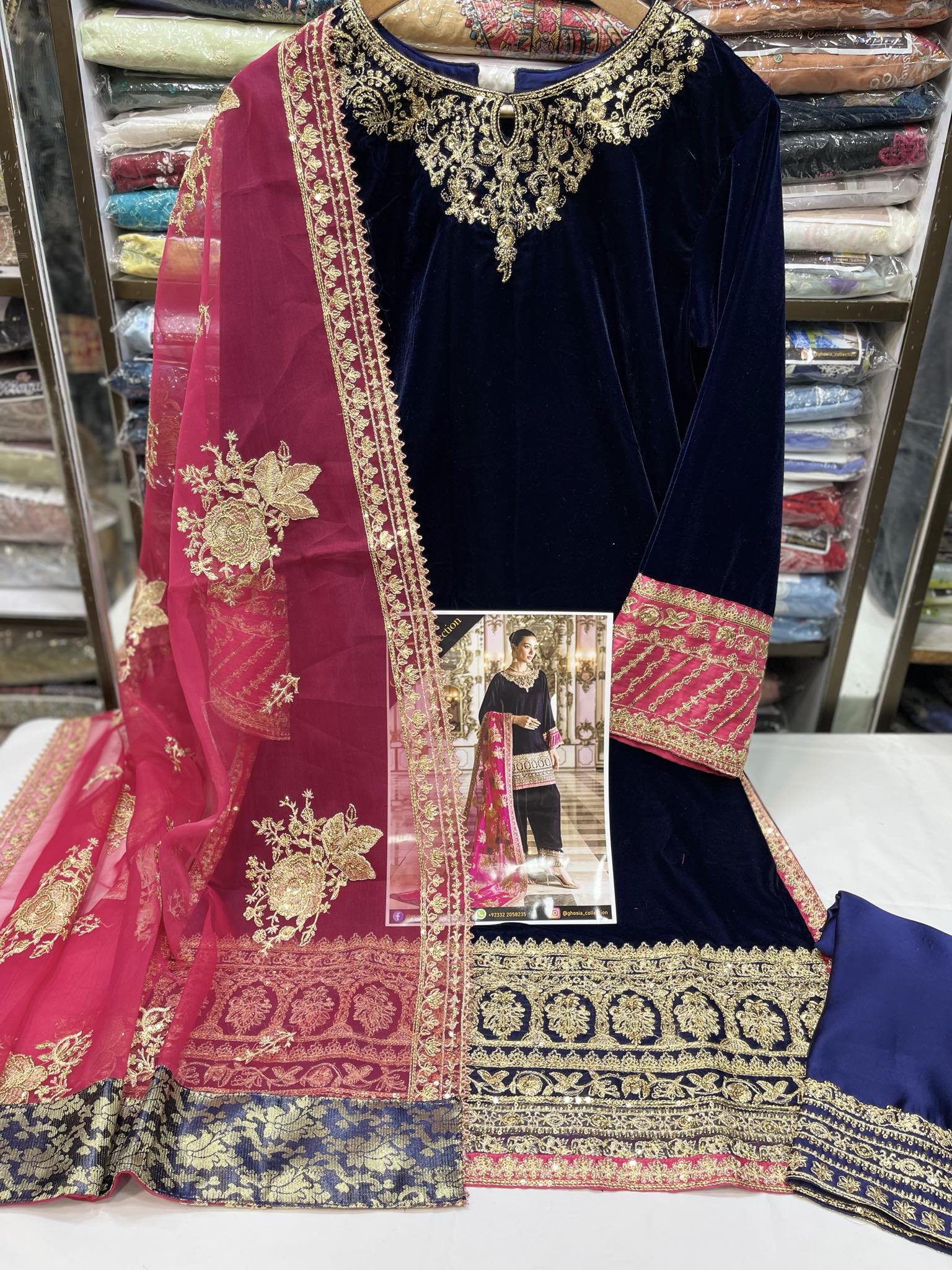 GHOUSIA COLLECTION 3 PEC VELVET STITCHED COLLECTION