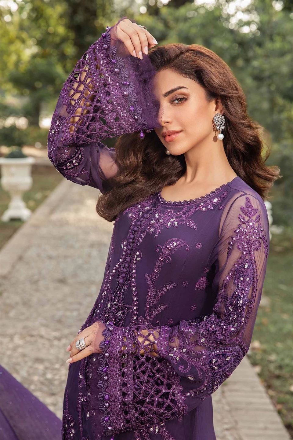 Maria B. Unstitched Embroidered Chiffon Suit | MPC-24-102