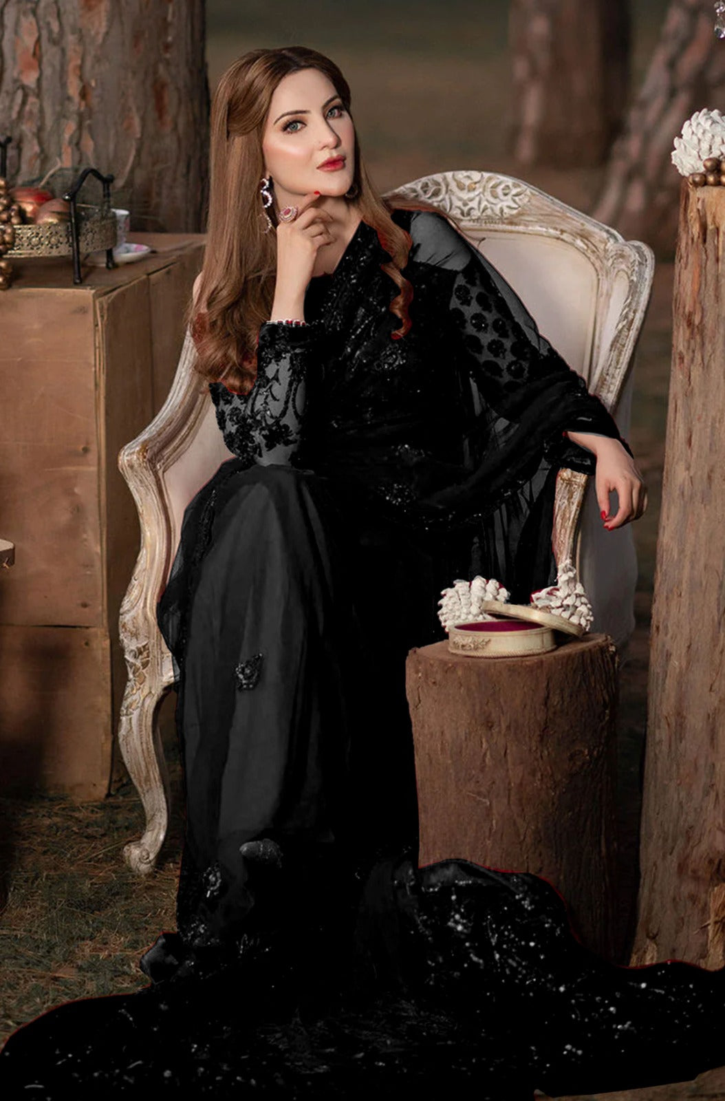 SHAZIA KIYANI NET EMBROIDERED SAREE WEDDING COLLECTION