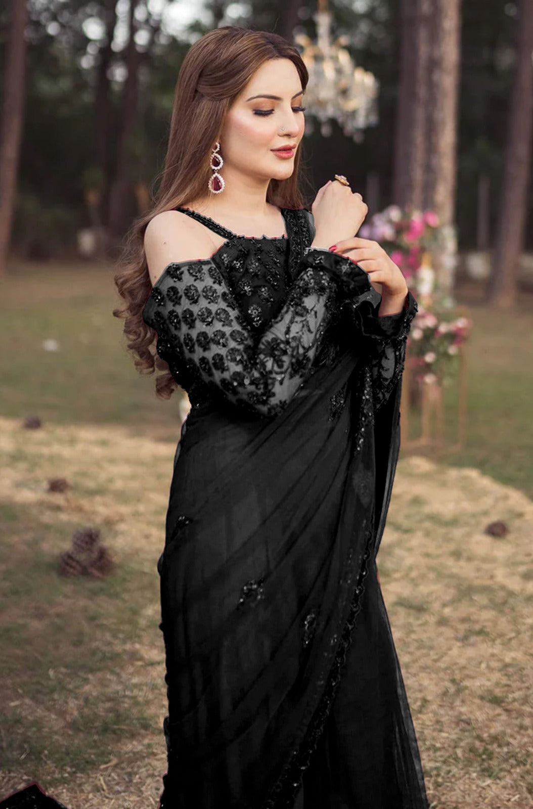 SHAZIA KIYANI NET EMBROIDERED SAREE WEDDING COLLECTION