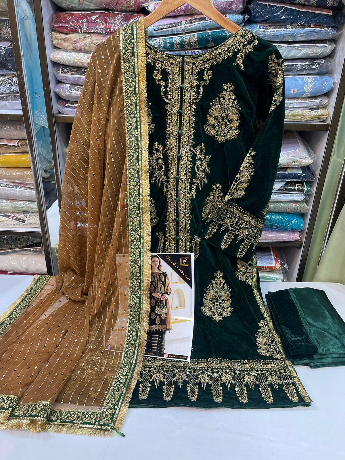 GHOUSIA COLLECTION 3 PEC VELVET STITCHED COLLECTION