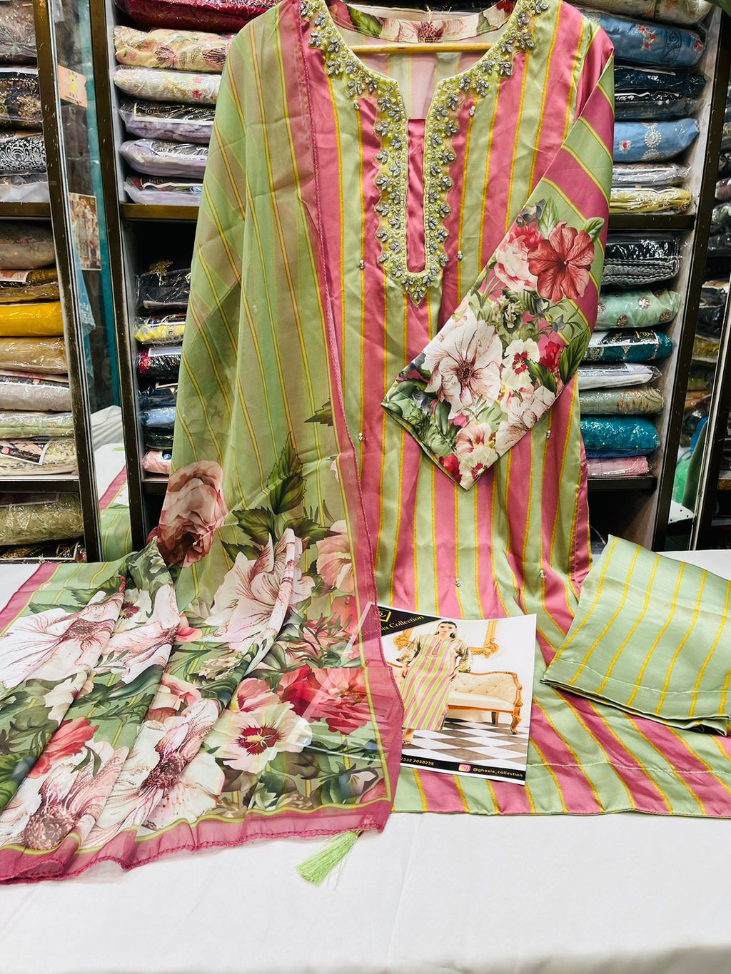 GHOUSIA COLLECTION 3 PEC SILK STITCHED COLLECTION