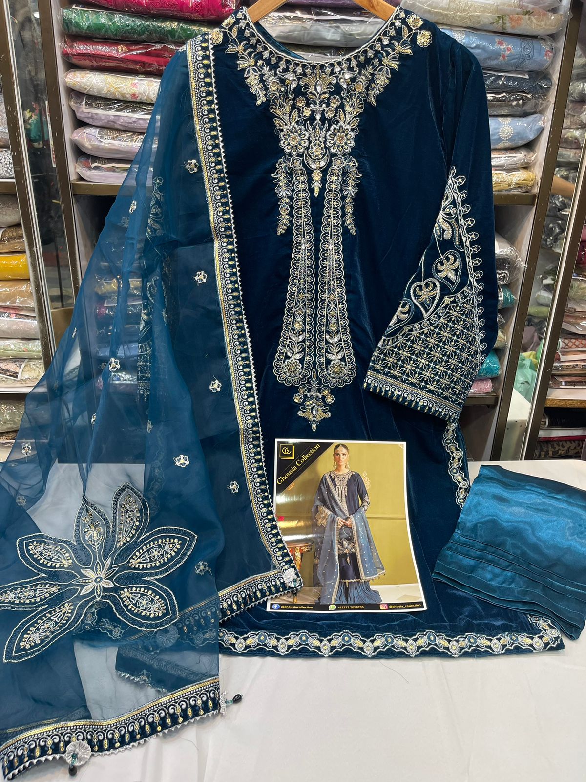 GHOUSIA COLLECTION 3 PEC VELVET STITCHED COLLECTION