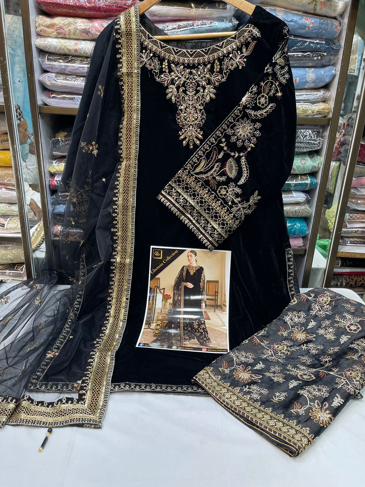 GHOUSIA COLLECTION 3 PEC VELVET STITCHED COLLECTION