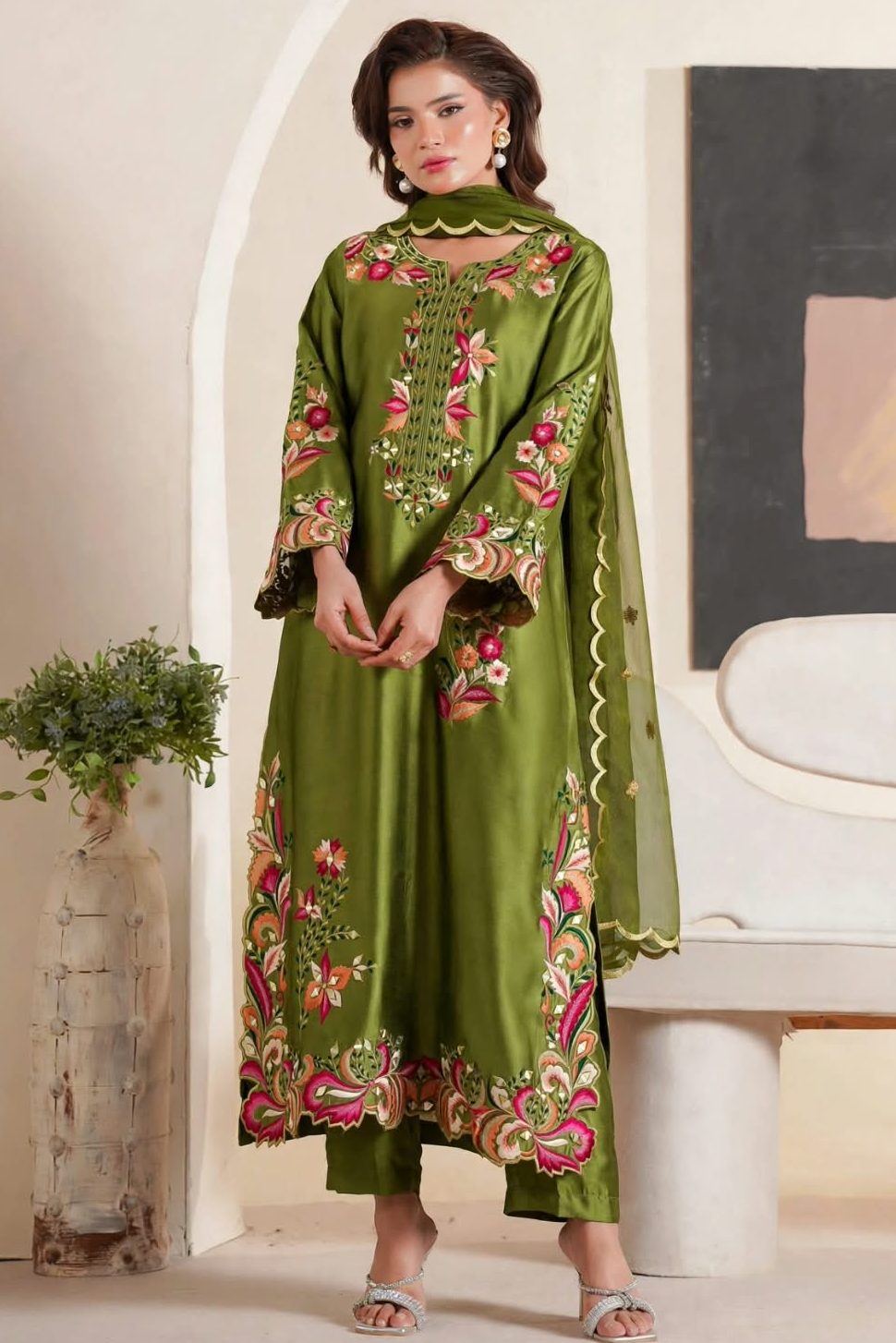 GHOUSIA COLLECTION KAFTAN EMBROIDERED SILK COLLECTION