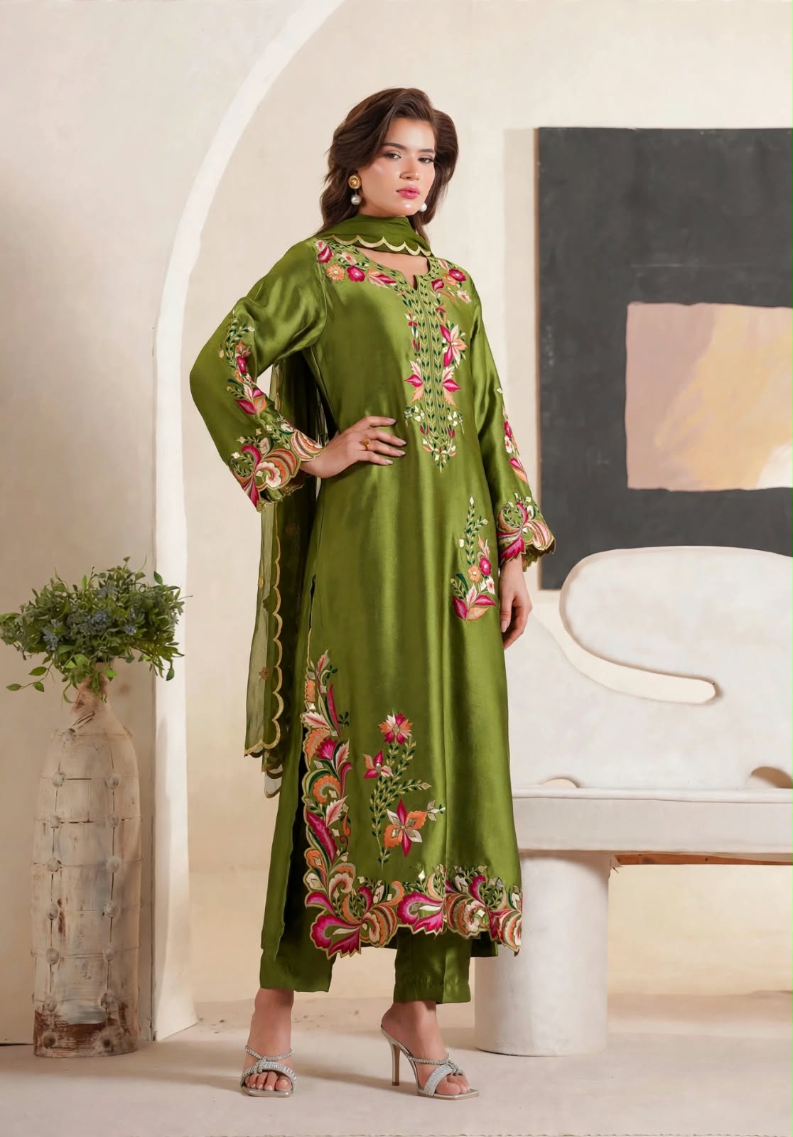 GHOUSIA COLLECTION KAFTAN EMBROIDERED SILK COLLECTION