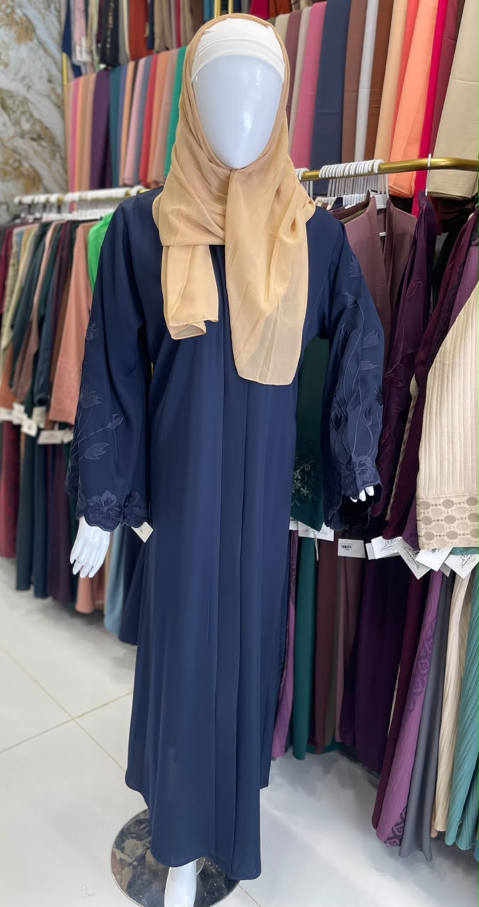FRONT OPEN NIDA SLEEVES CUTWORK ABAYA