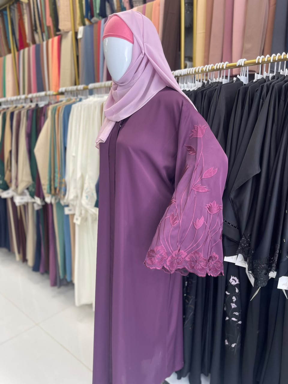 FRONT OPEN NIDA SLEEVES CUTWORK ABAYA
