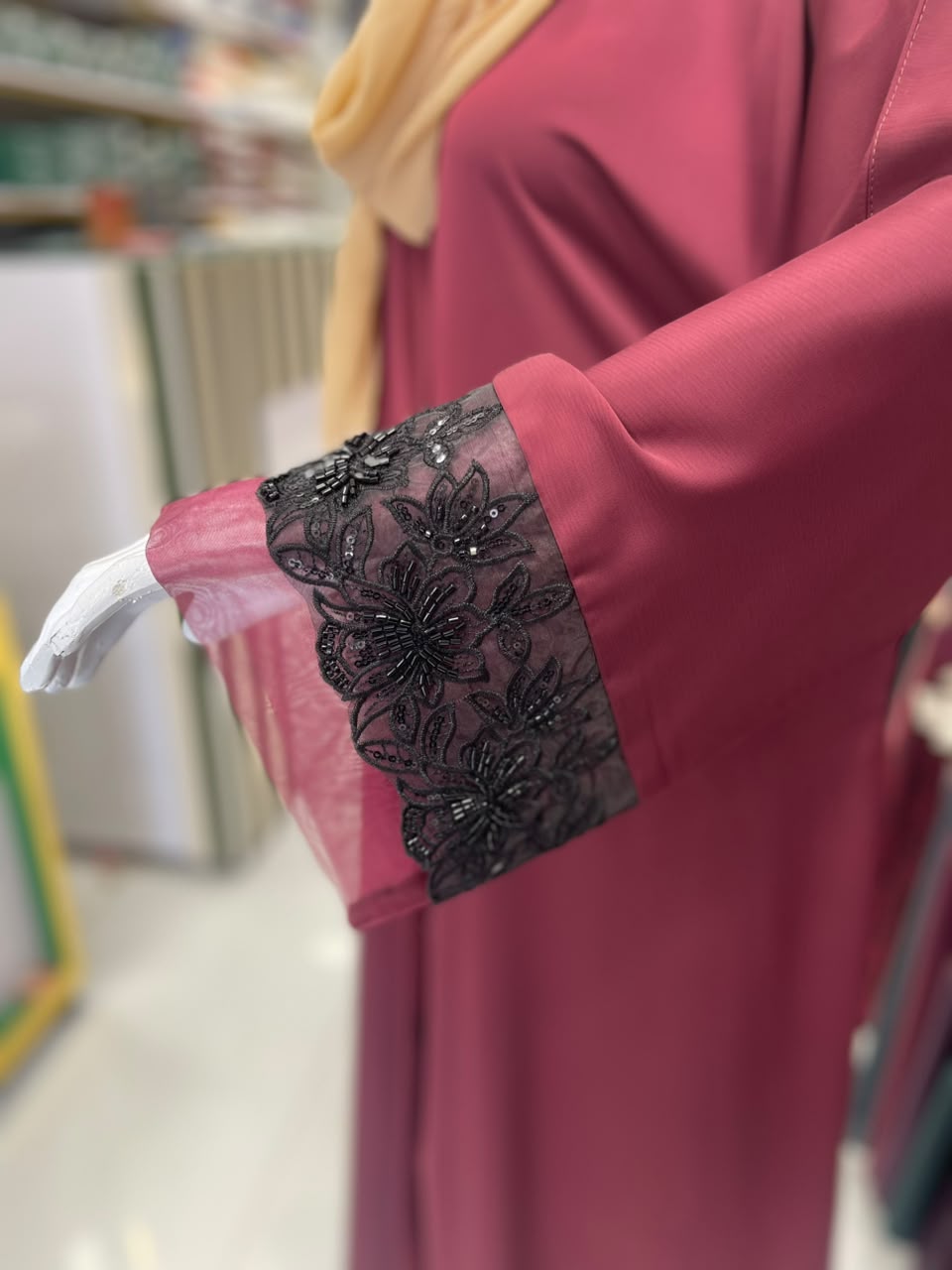 FRONT OPEN HAREER CUFF HANDWORK ABAYA