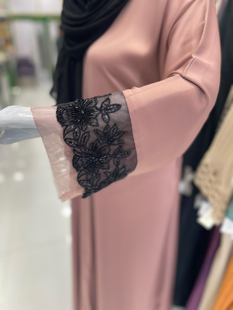 FRONT OPEN HAREER CUFF HANDWORK ABAYA