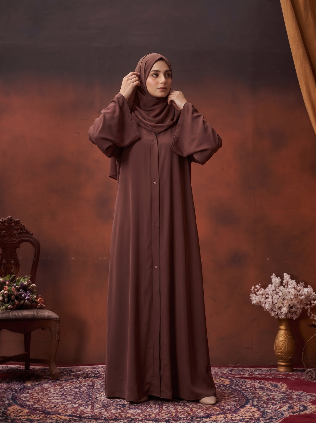 FRONT OPEN PLAIN CHIFFION ABAYA