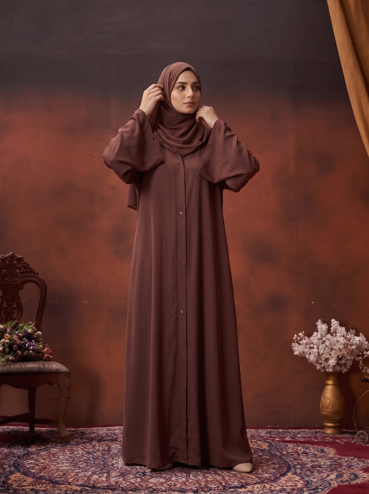 FRONT OPEN PLAIN CHIFFION ABAYA