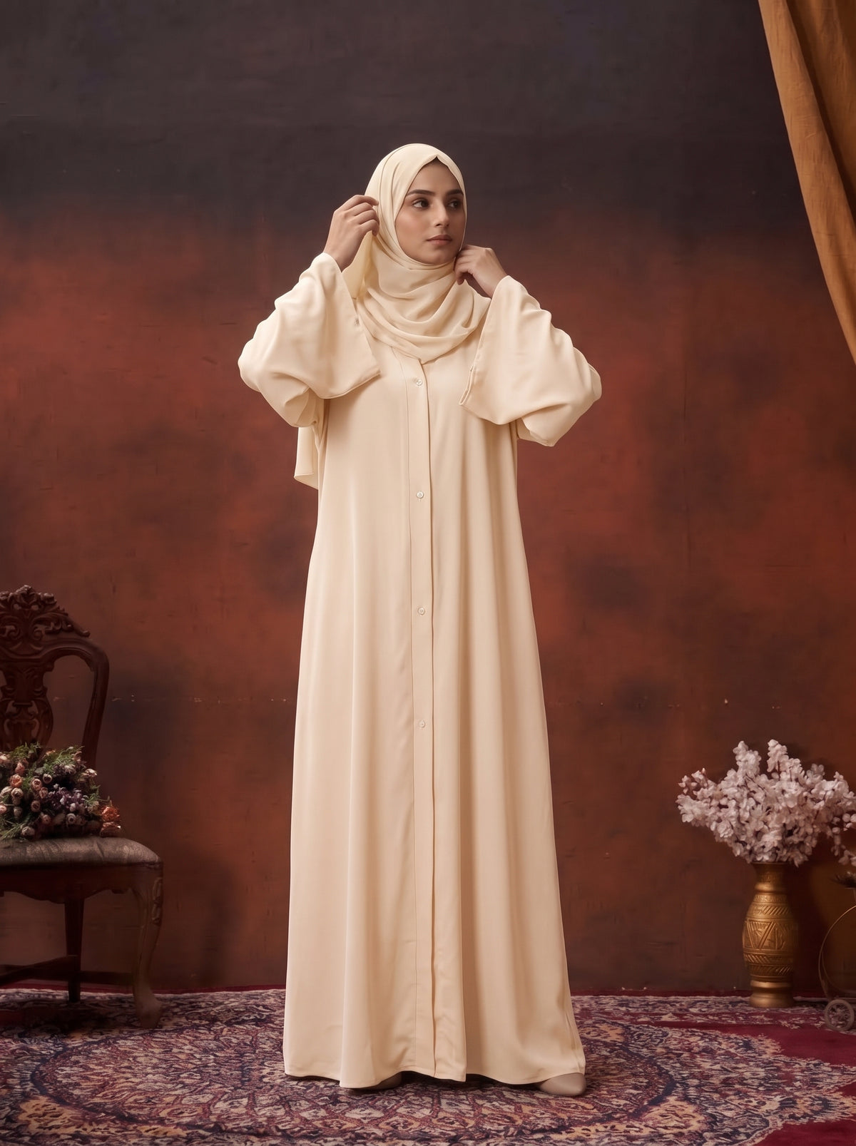 FRONT OPEN PLAIN CHIFFION ABAYA