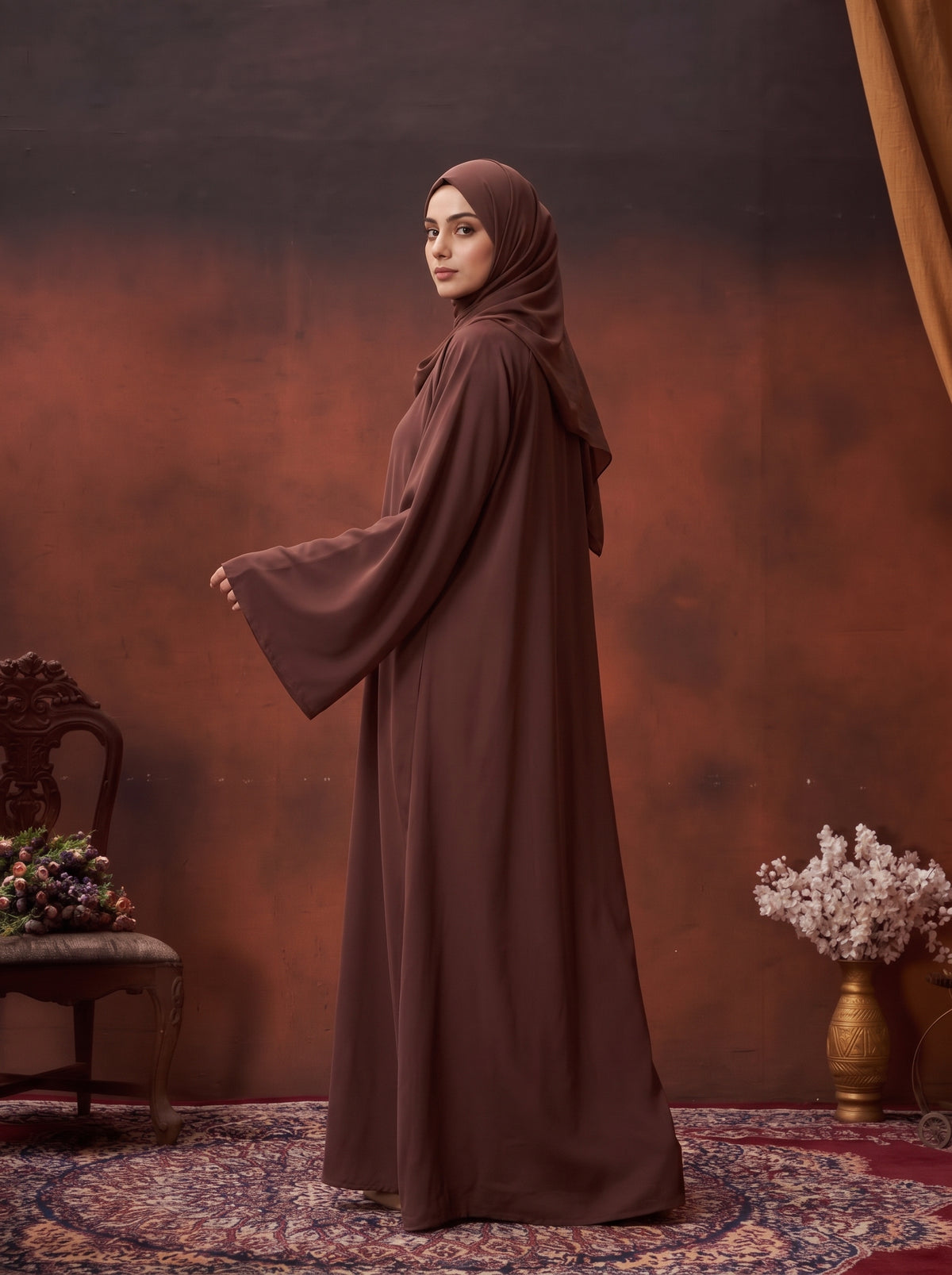 FRONT OPEN PLAIN CHIFFION ABAYA