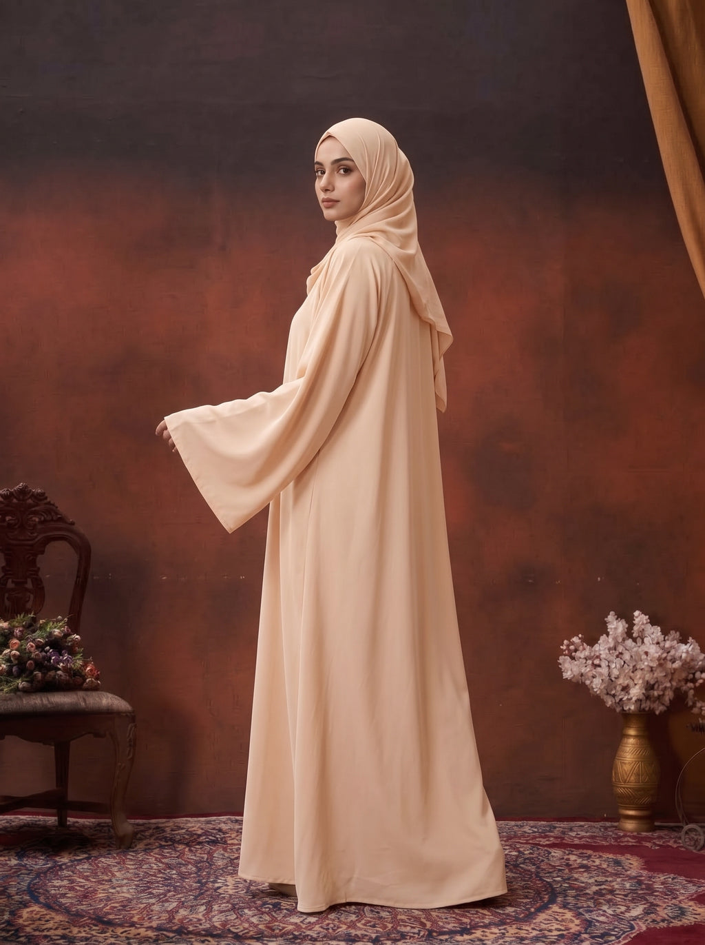 FRONT OPEN PLAIN CHIFFION ABAYA