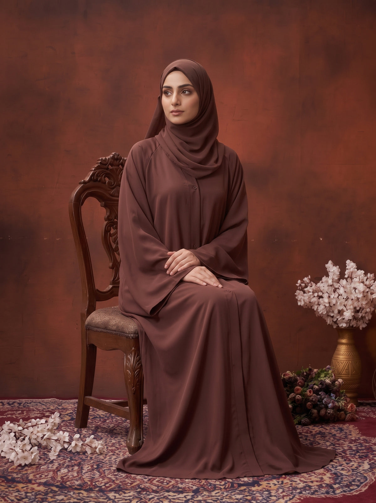 FRONT OPEN PLAIN CHIFFION ABAYA