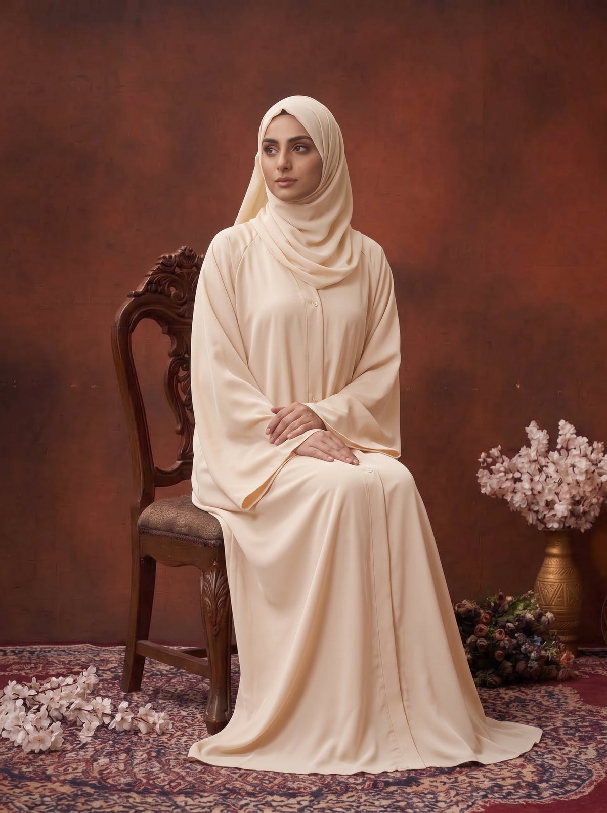 FRONT OPEN PLAIN CHIFFION ABAYA