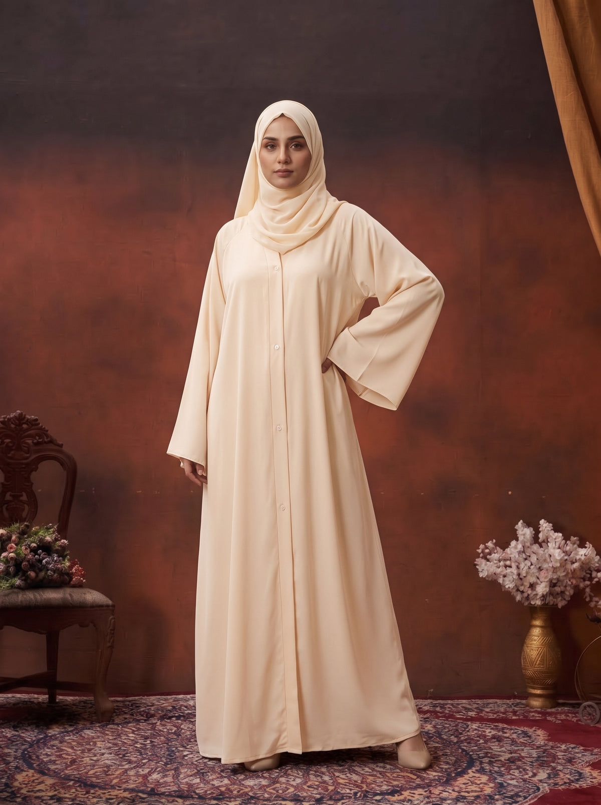 FRONT OPEN PLAIN CHIFFION ABAYA