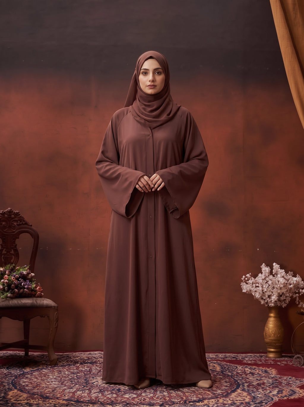 FRONT OPEN PLAIN CHIFFION ABAYA
