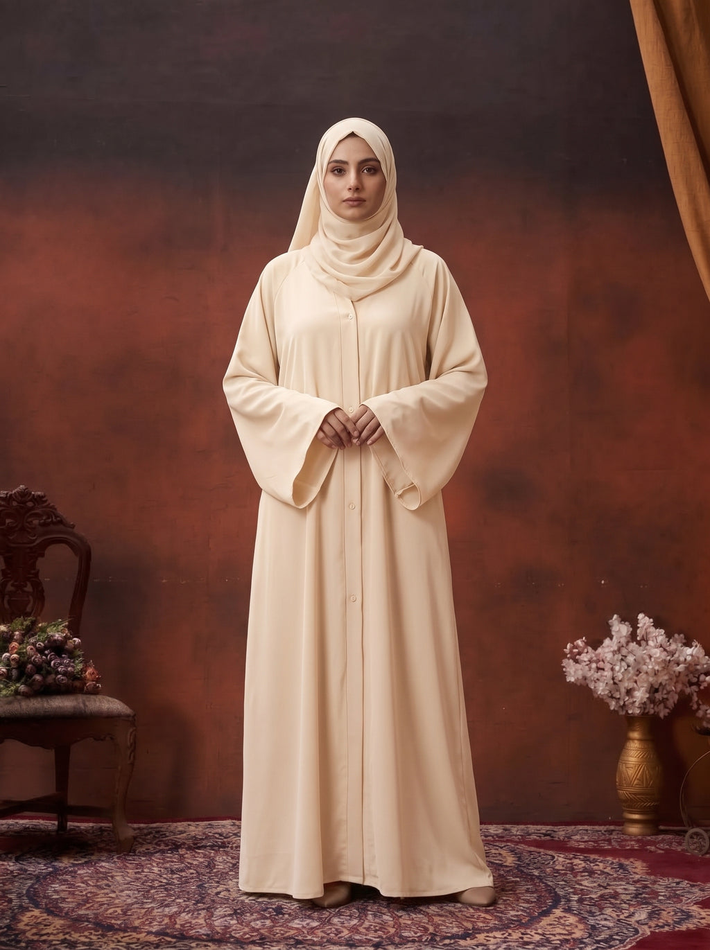 FRONT OPEN PLAIN CHIFFION ABAYA