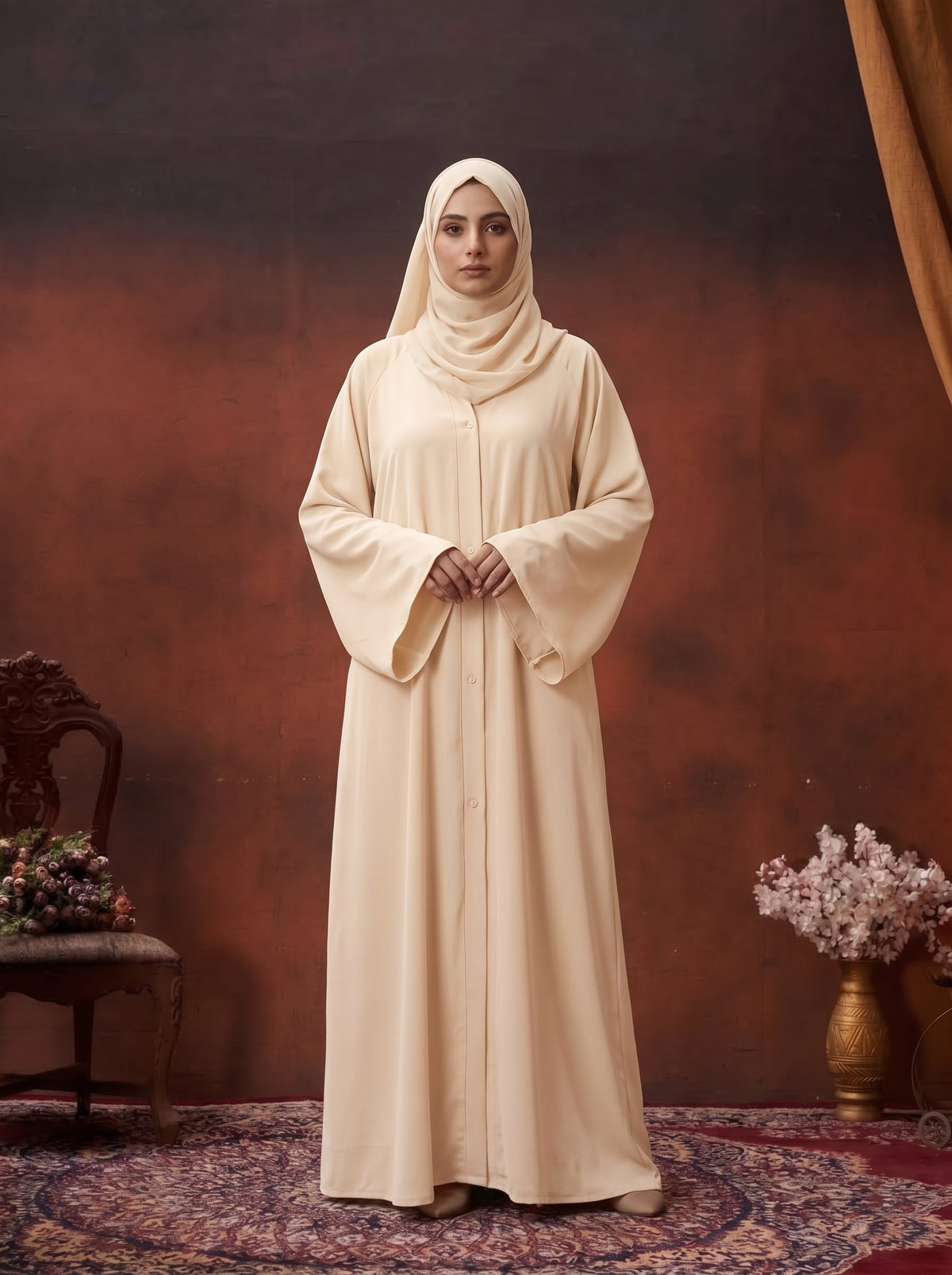 FRONT OPEN PLAIN CHIFFION ABAYA