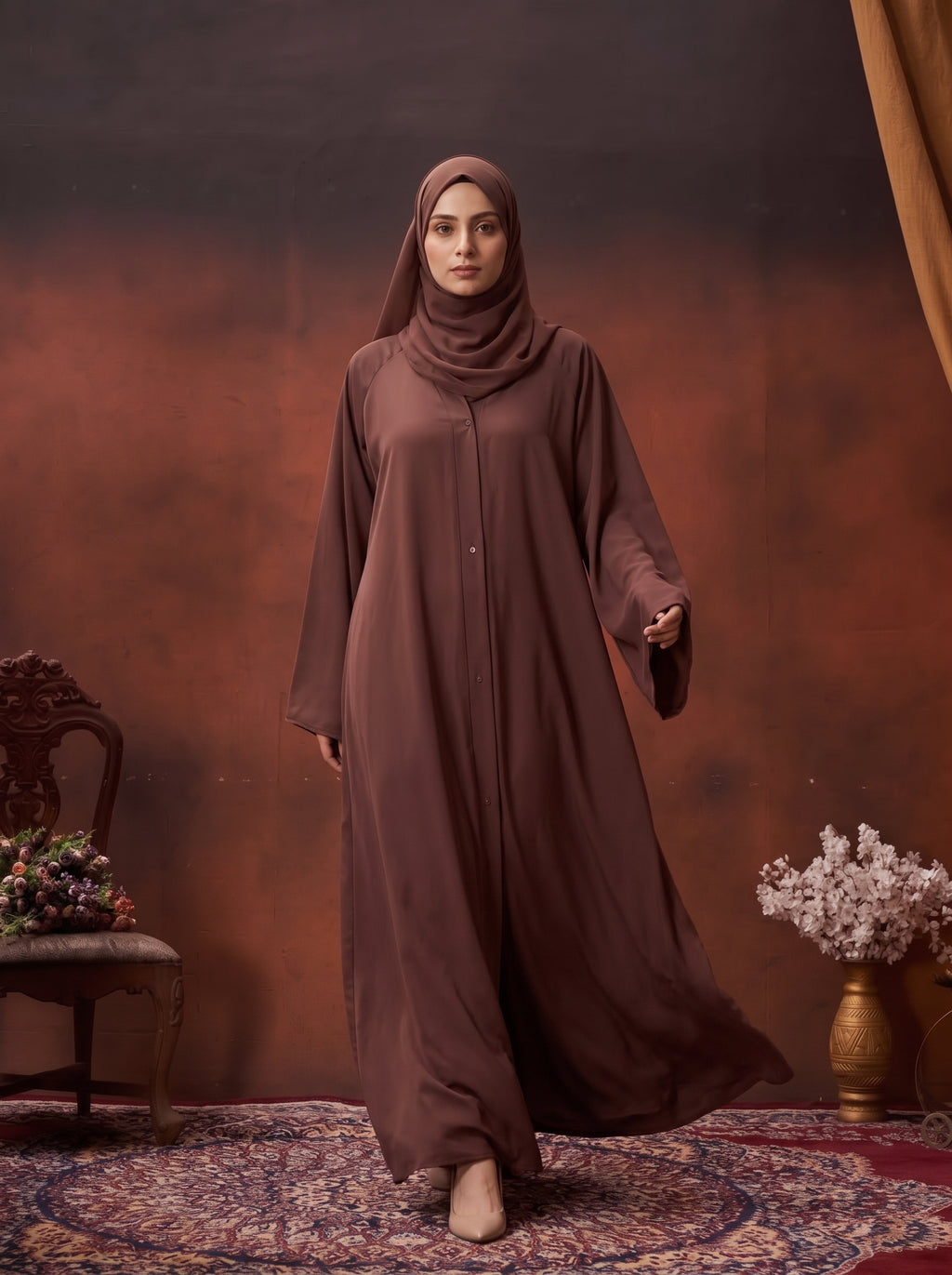 FRONT OPEN PLAIN CHIFFION ABAYA