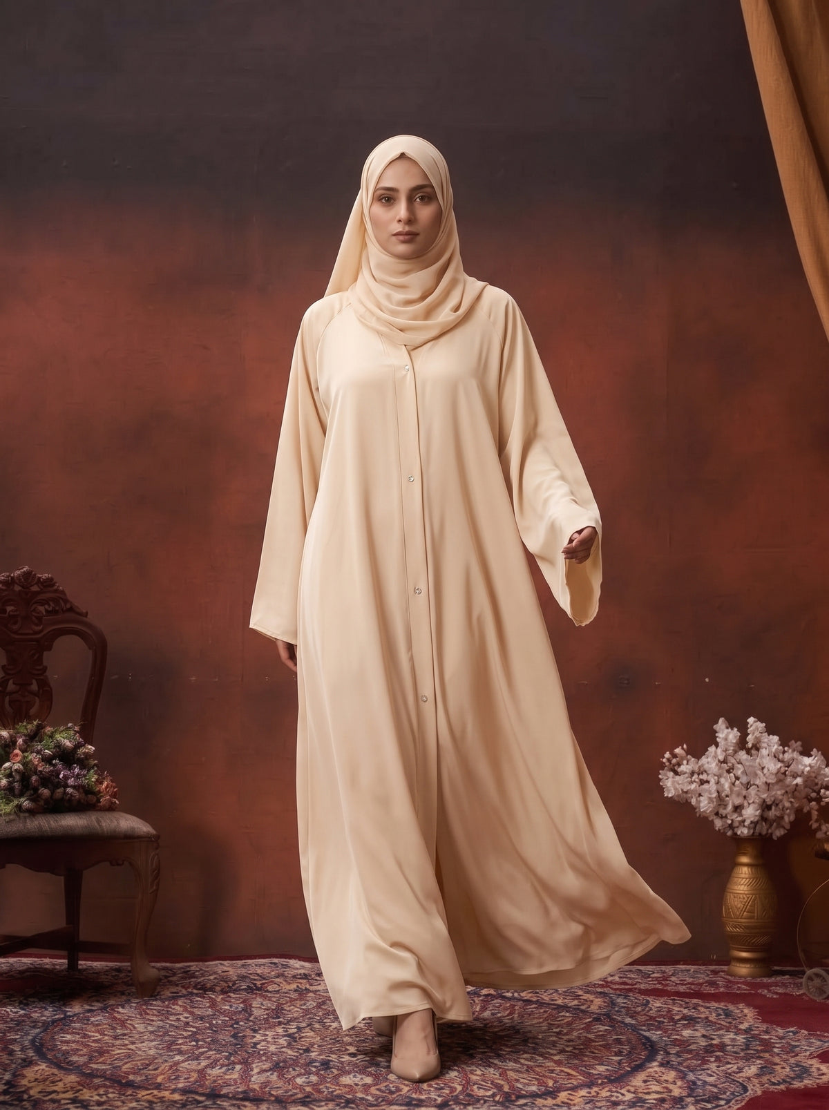 FRONT OPEN PLAIN CHIFFION ABAYA