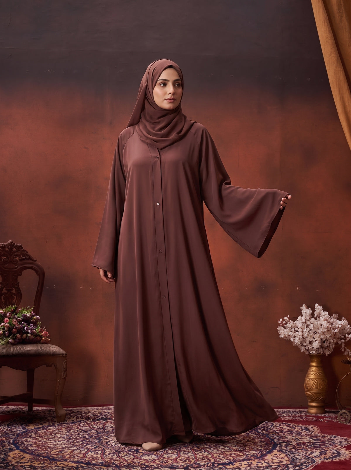 FRONT OPEN PLAIN CHIFFION ABAYA