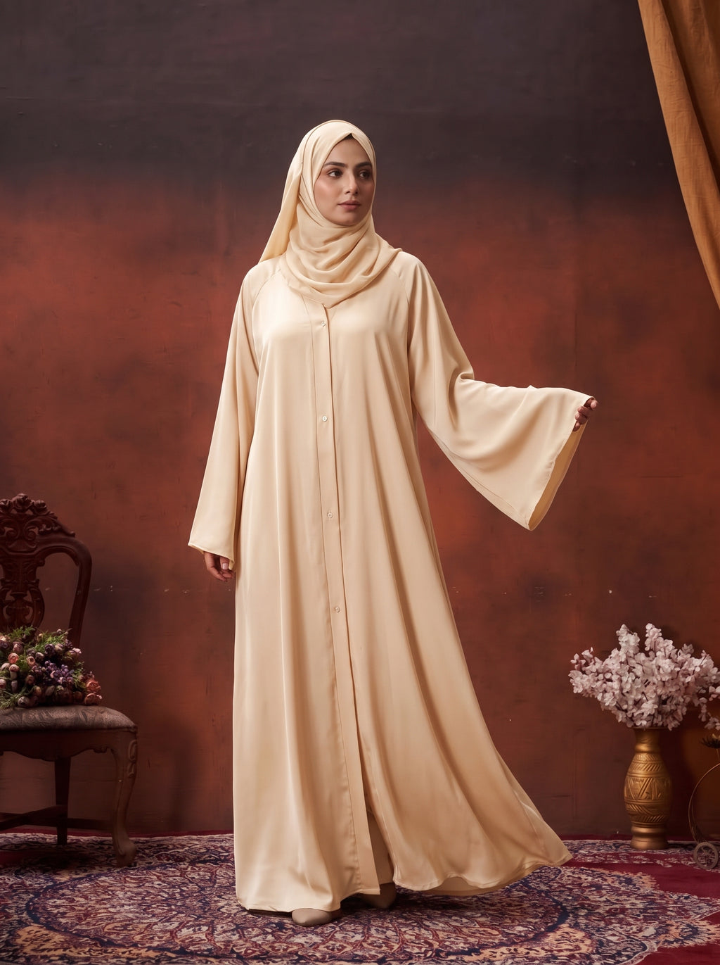 FRONT OPEN PLAIN CHIFFION ABAYA
