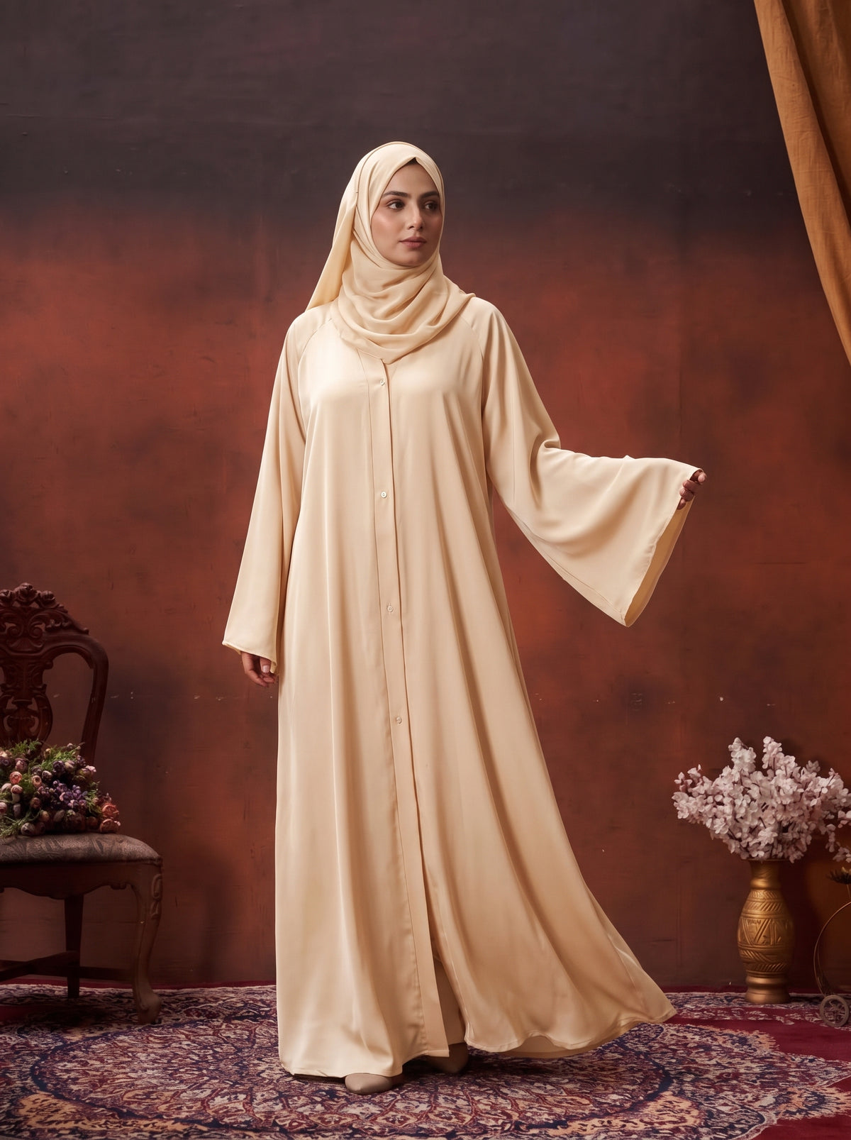 FRONT OPEN PLAIN CHIFFION ABAYA
