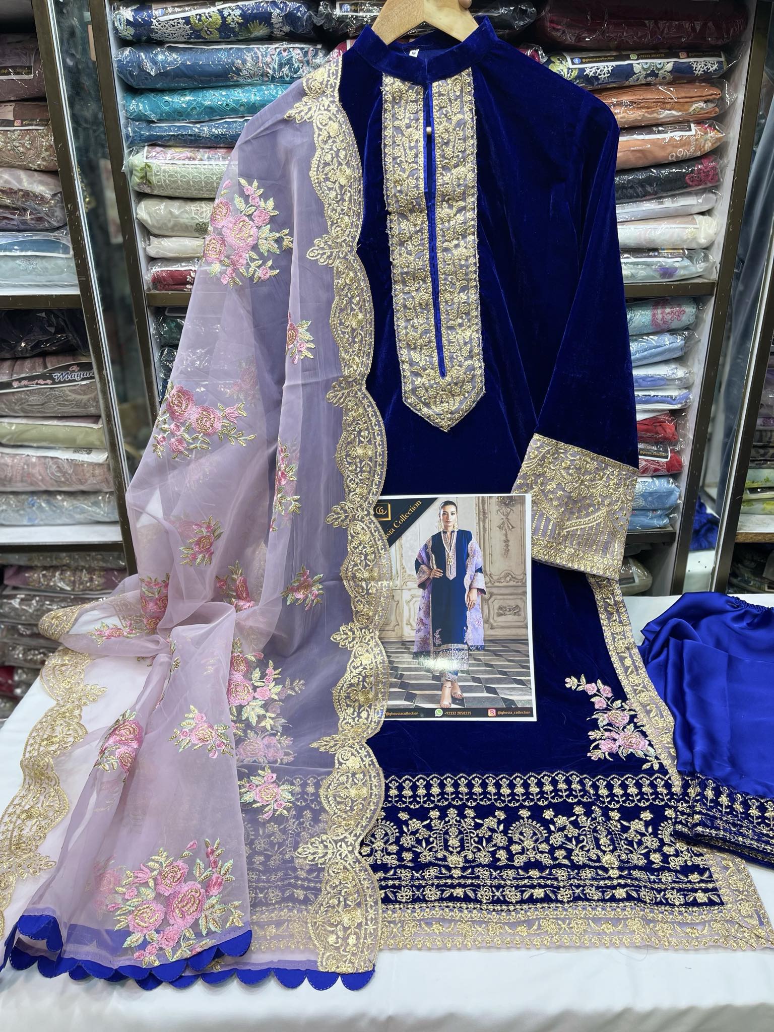 GHOUSIA COLLECTION 3 PEC VELVET STITCHED COLLECTION