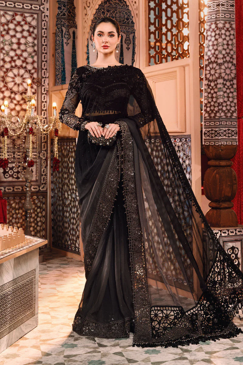 Maria B. Mbroidered Saree Collection (Black (BD-2504))