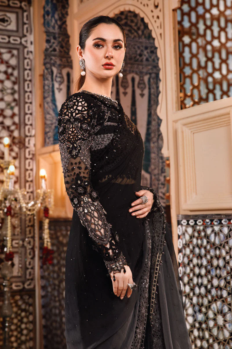 Maria B. Mbroidered Saree Collection (Black (BD-2504))