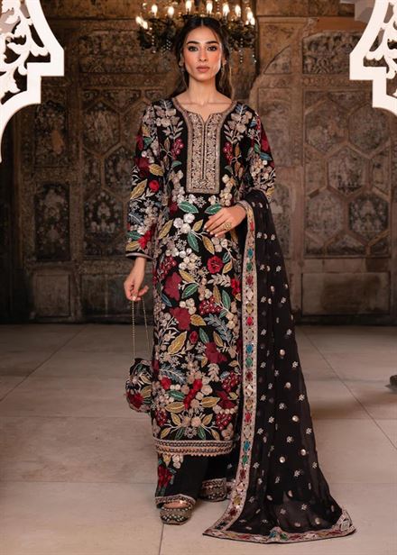 HASEEN’S MEHNAAZ BLACK LUXURY LAWN COLLECTION UNSTITCHED 