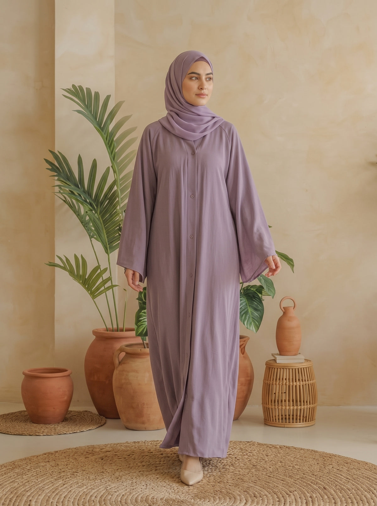 FRONT OPEN PLAIN CHIFFION ABAYA