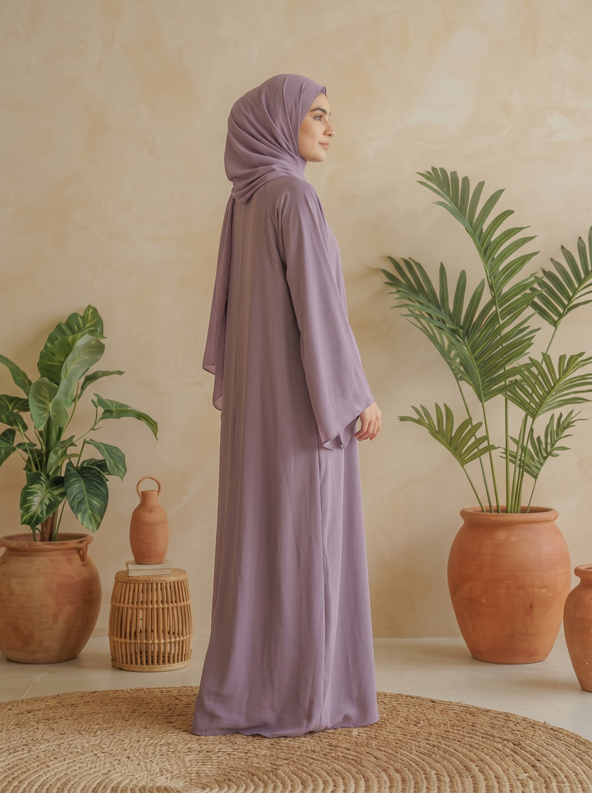 FRONT OPEN PLAIN CHIFFION ABAYA